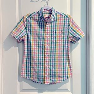 Boys Spring Plaid Short-sleeve Button-down Shirt